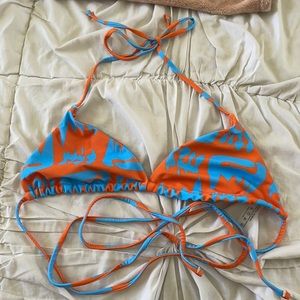 Orange and blue bikini top